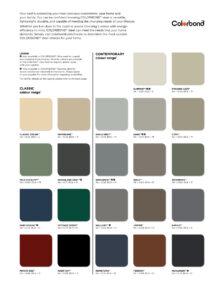 Colorbond Roofing Steel Colour Brochure page.